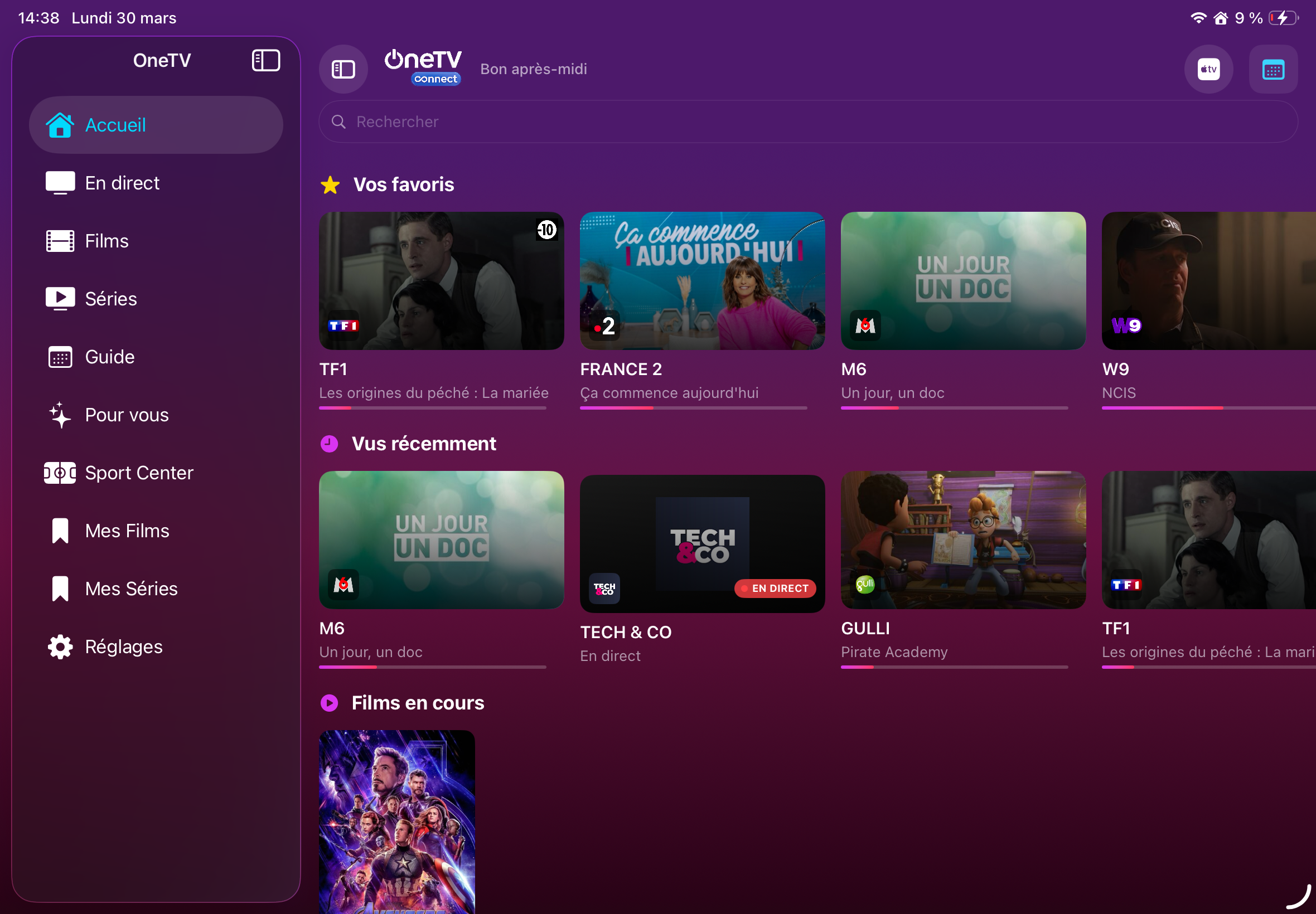 OneTV Connect on iPad
