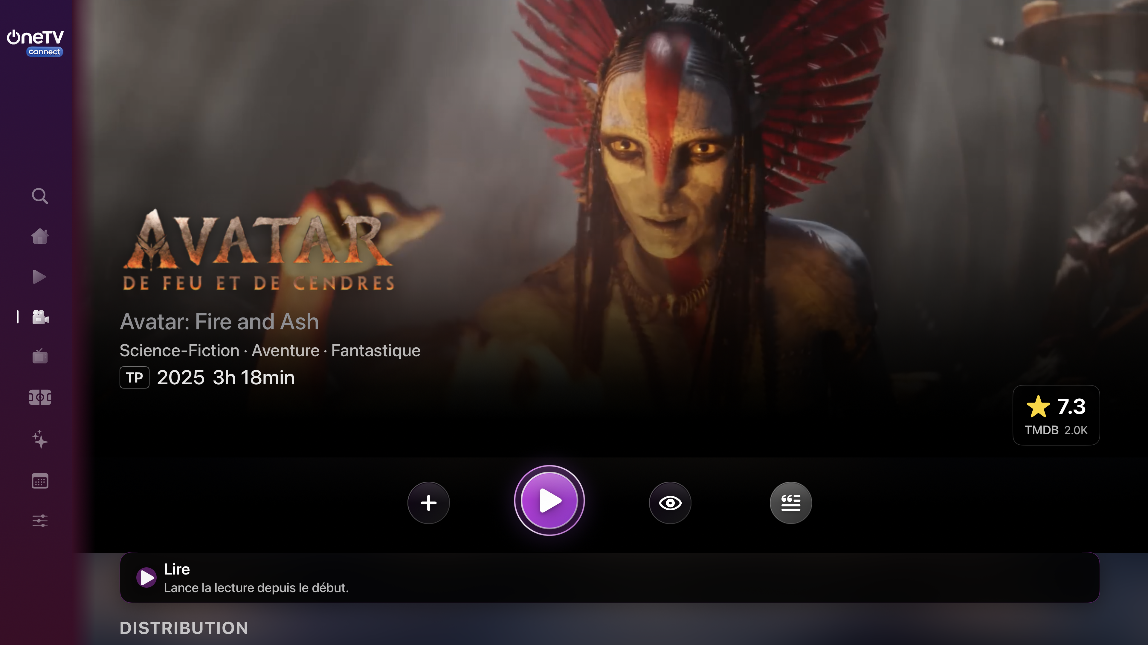 tvOS movie detail page Avatar